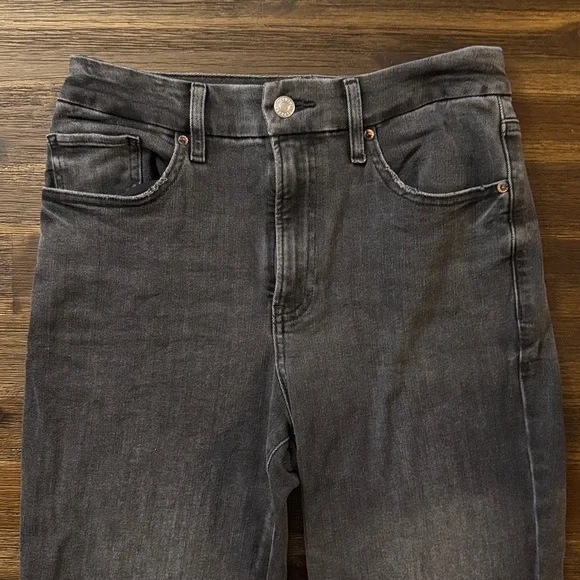 Express Black Straight Ankle High Rise Ultra Hyper Stretch Jeans Medium Long - Picture 2 of 9